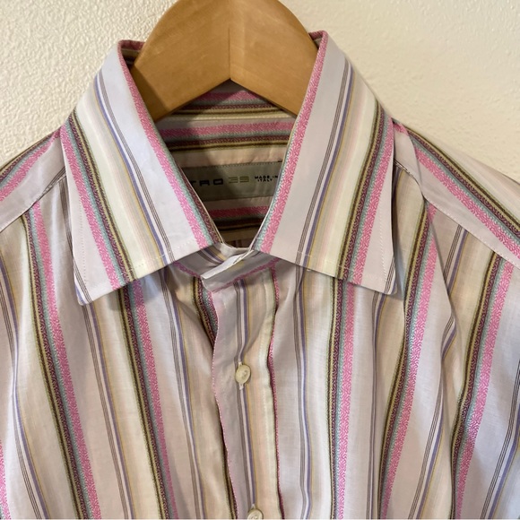Etro Multicolor Stripe Button Down Dress Shirt Cotton Made in ltaly-35 (XS) - Picture 3 of 10